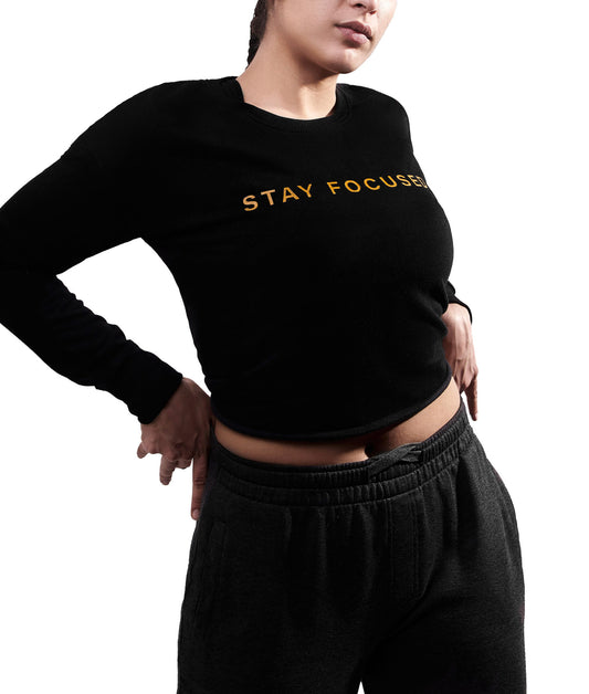 Sweat crop noir coton organique